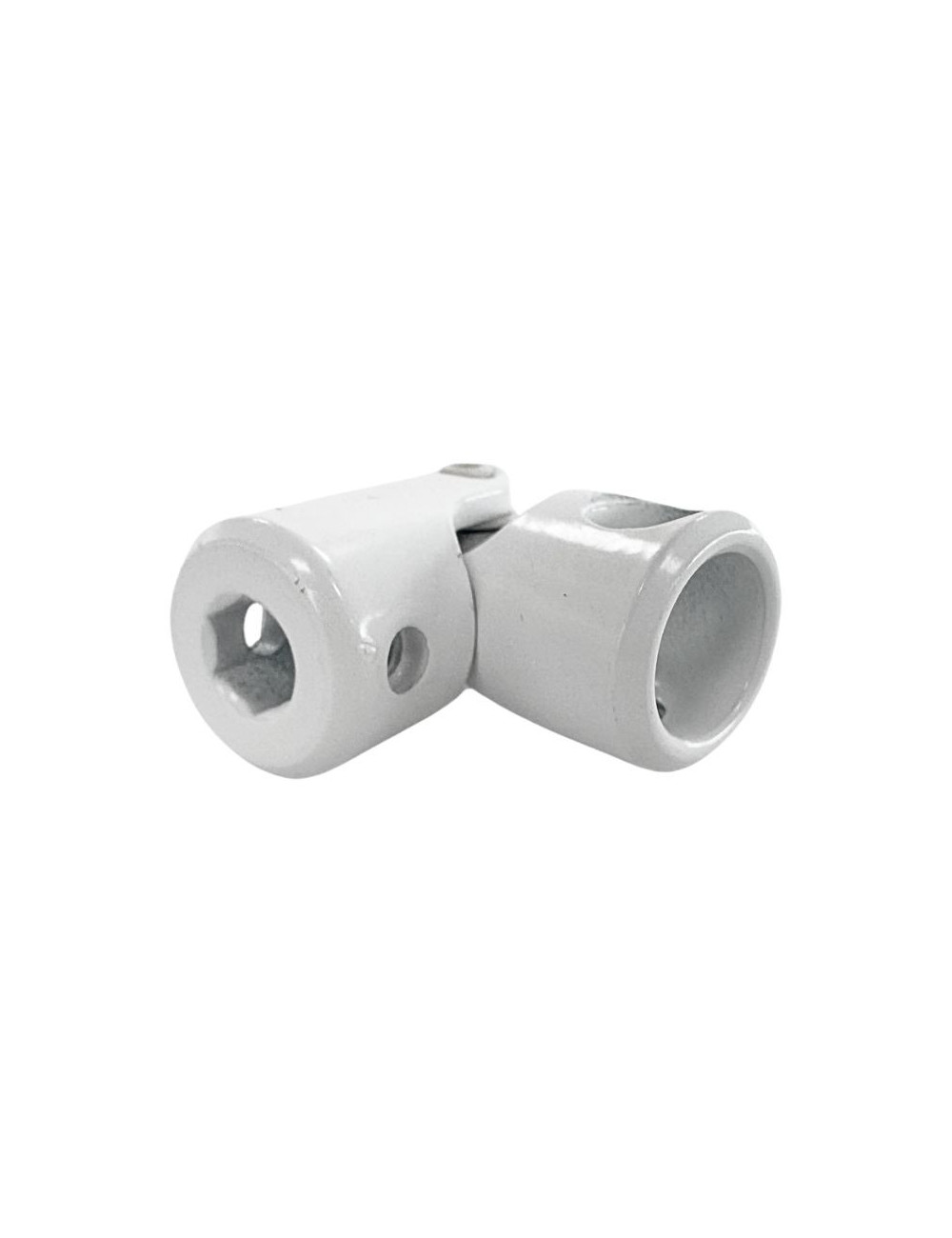 Genouillère Ø18 - Alésage 12 M5 / hexagonal 7 M4 - Blanc RAL 9016