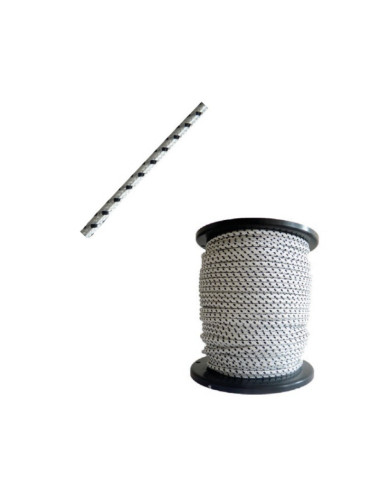 Cordon polyester Ø4,5 - Blanc moucheté noir - Vendu au mètre