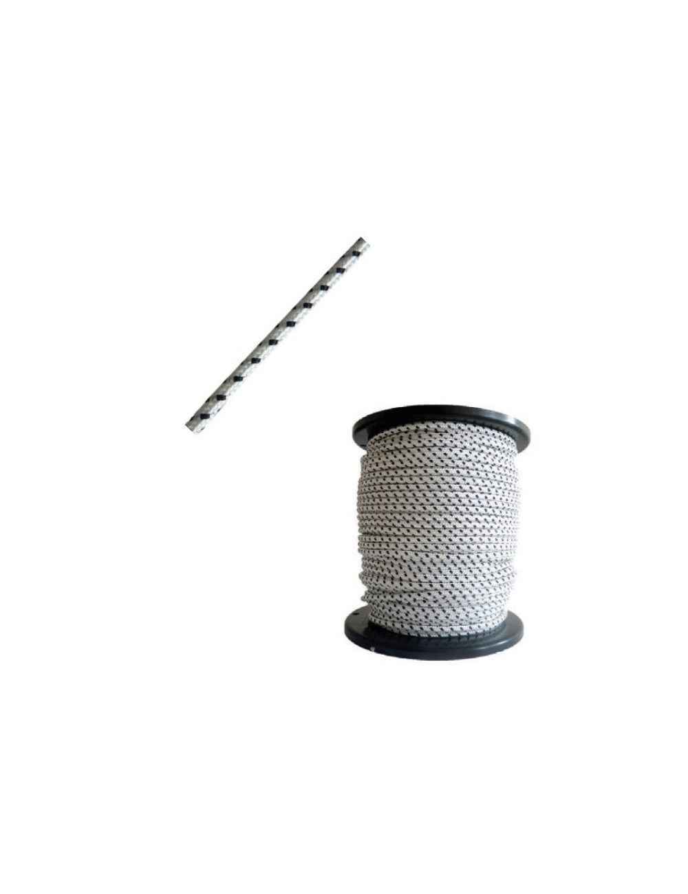 Cordon polyester Ø4,5 - Blanc moucheté noir - Vendu au mètre