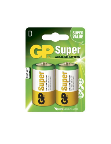 Blister de 2 piles type D/LR20 Super Alcalines