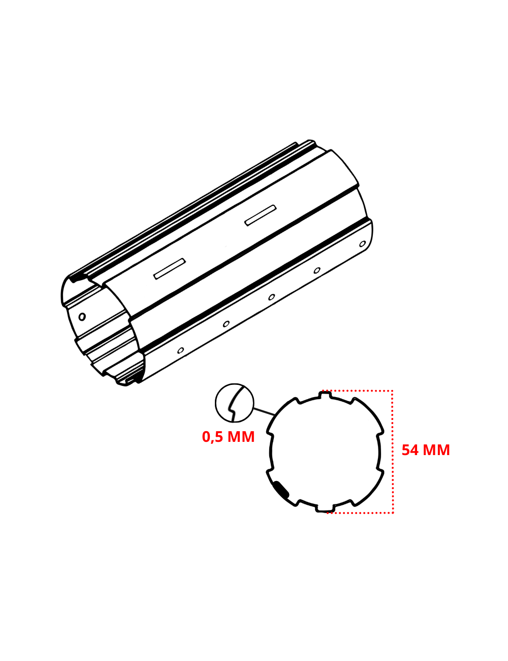 Tube ZF54 - Épaisseur 0,5 mm - Barre de 7 m