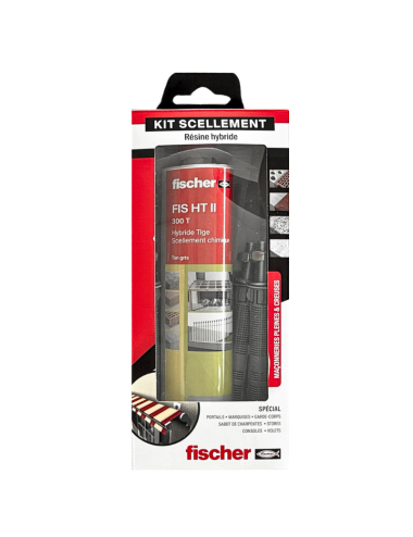 Fischer kit scellement chimique FIS HT II - Cartouche 300 ml + 4 tiges M10 + 4 t
