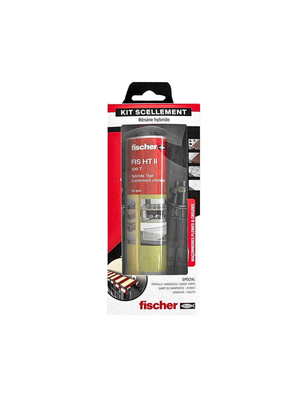 Fischer kit scellement chimique FIS HT II - Cartouche 300 ml + 4 tiges M10 + 4 t