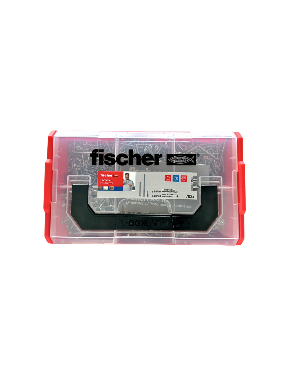 Fischer FixTainer vis PowerFast II - 700 vis tête fraisée PZ zinguées + 2 embout