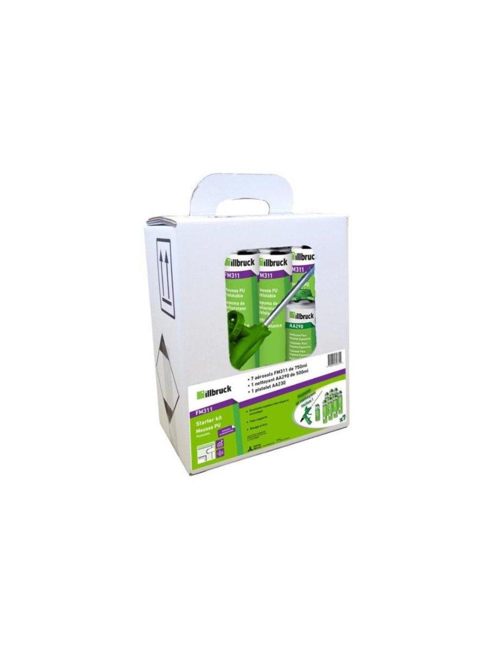 Starter kit mousse PU illbruck FM311 - 7 aérosols 750ml + pistolet AA230 + netto