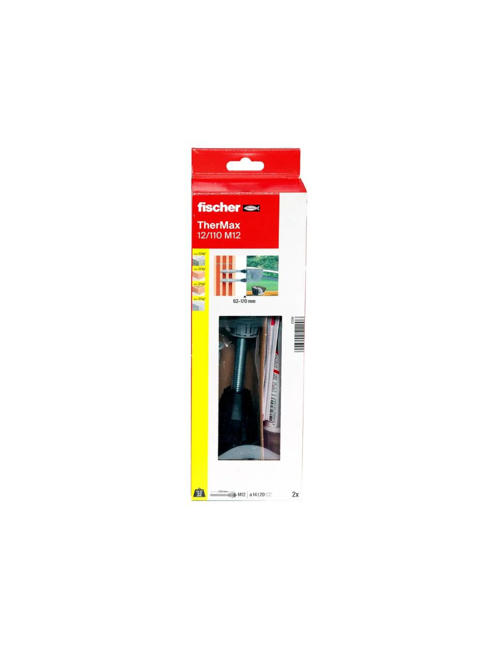 Fischer kit 2 fixations TherMax 12/110 M12 - Montage à distance sur isolant