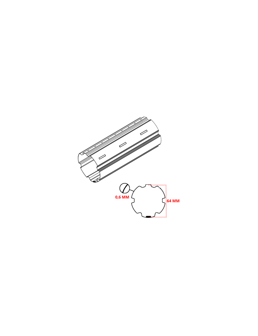 Tube ZF64 - Épaisseur 0,6 mm - Barre de 7 m