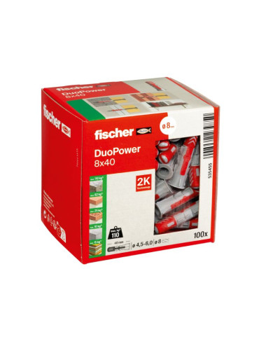 Fischer chevilles DuoPower 8x40 - Boîte de 100